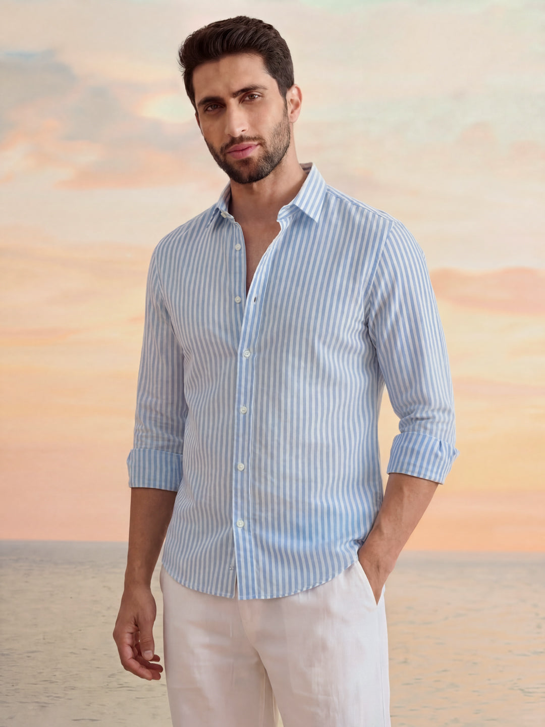 Blue Striped Cotton Shirt