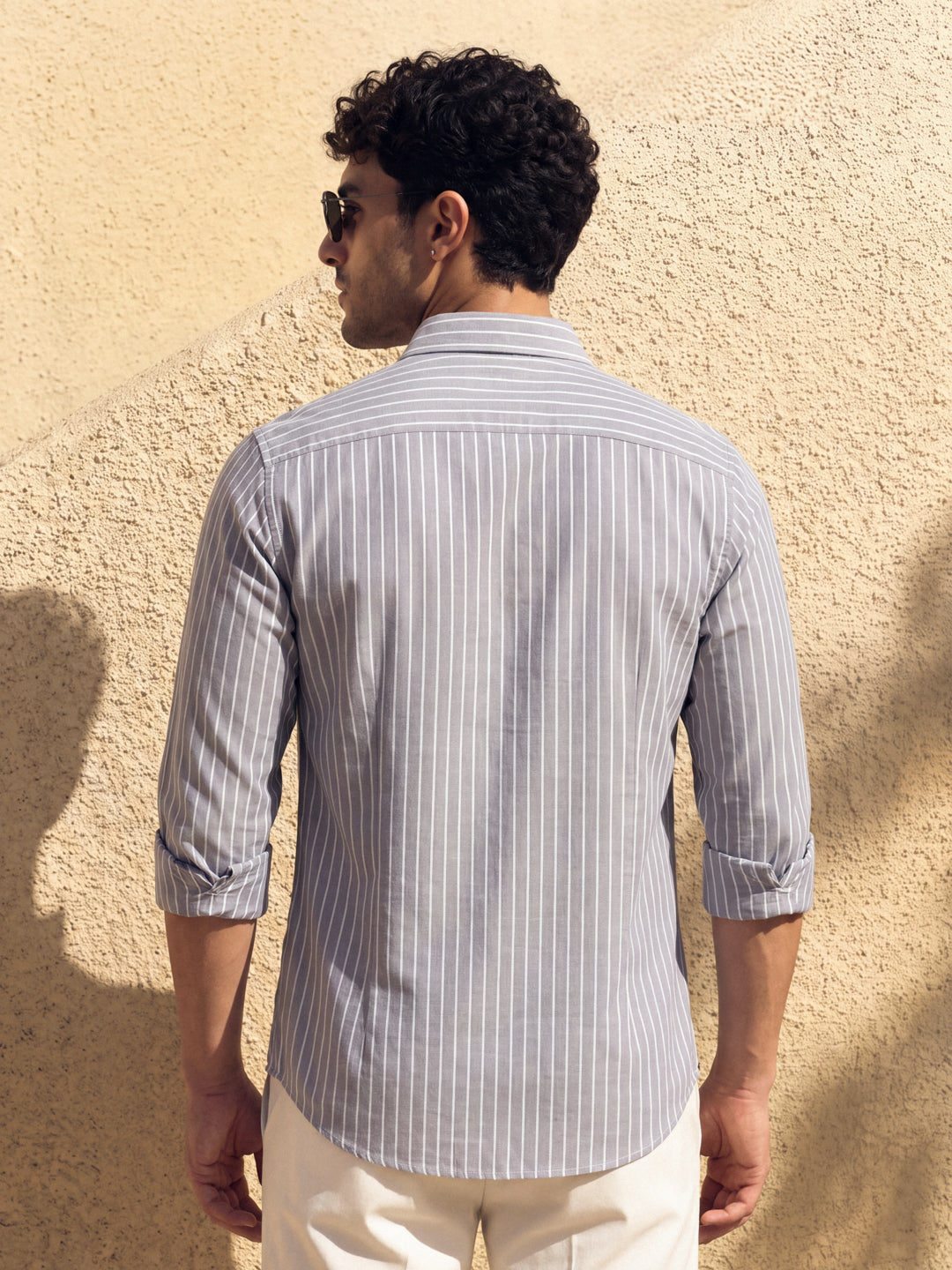 Grey Linen Stripe Shirt