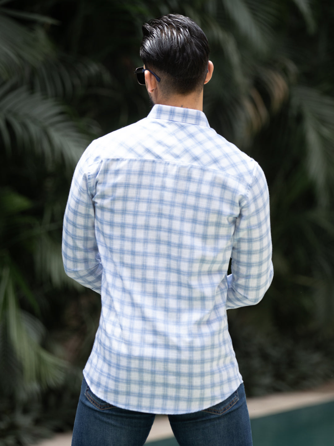 Blue Minimal Check Shirt