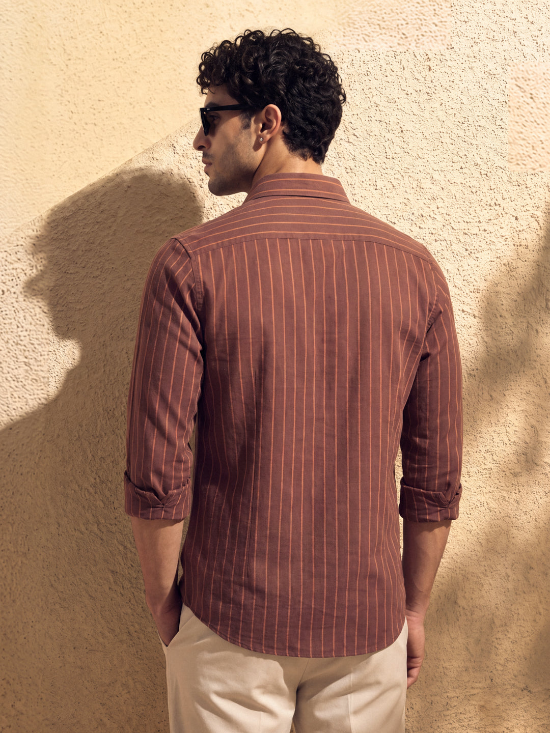 Maroon Linen Striped