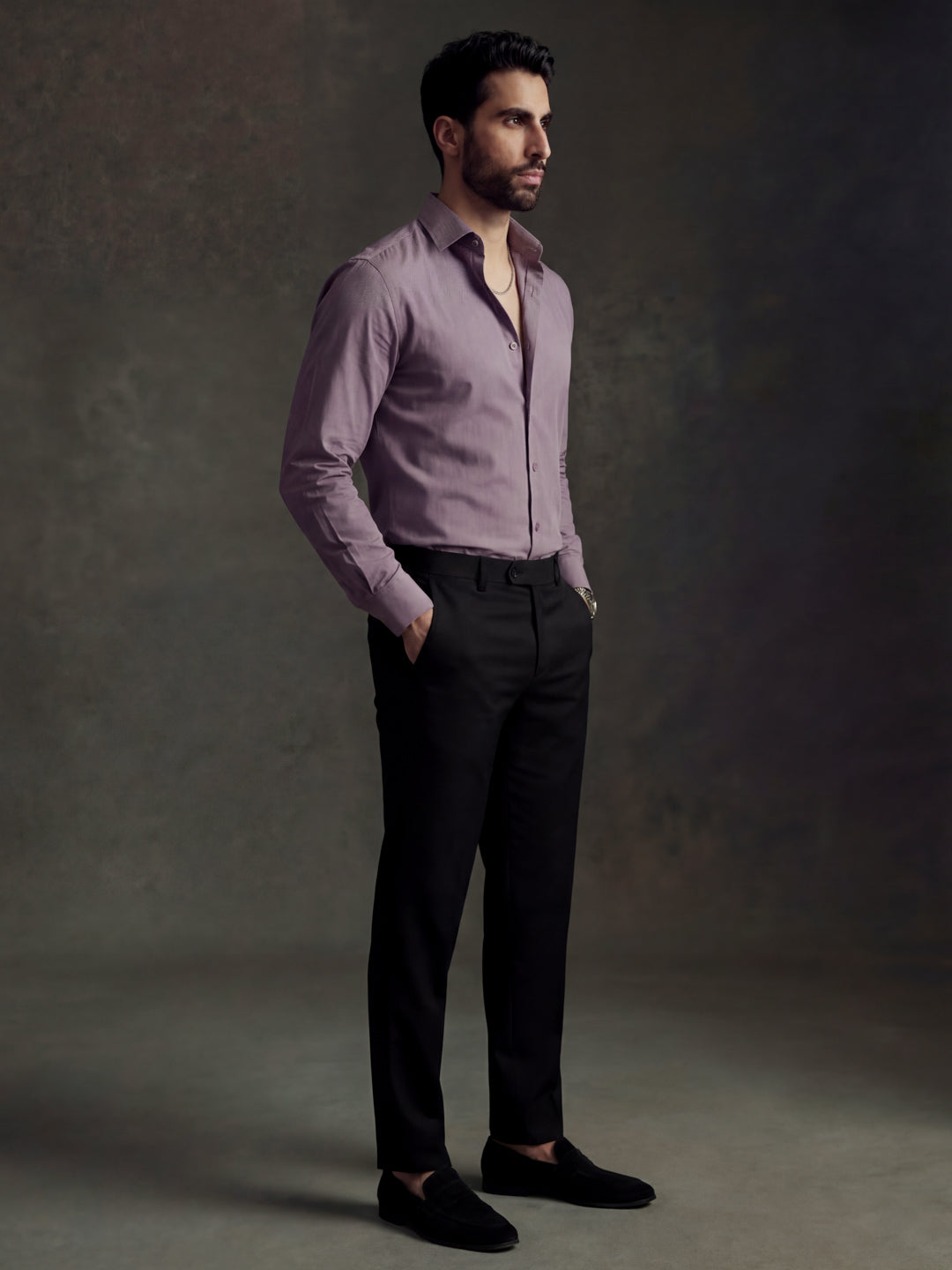 Classic Plum Cotton Satin Shirt