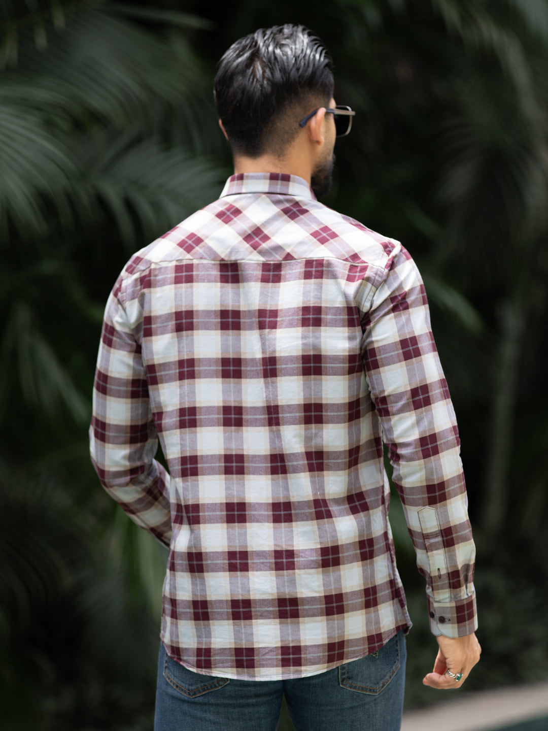 Maroon Grid Check Shirt