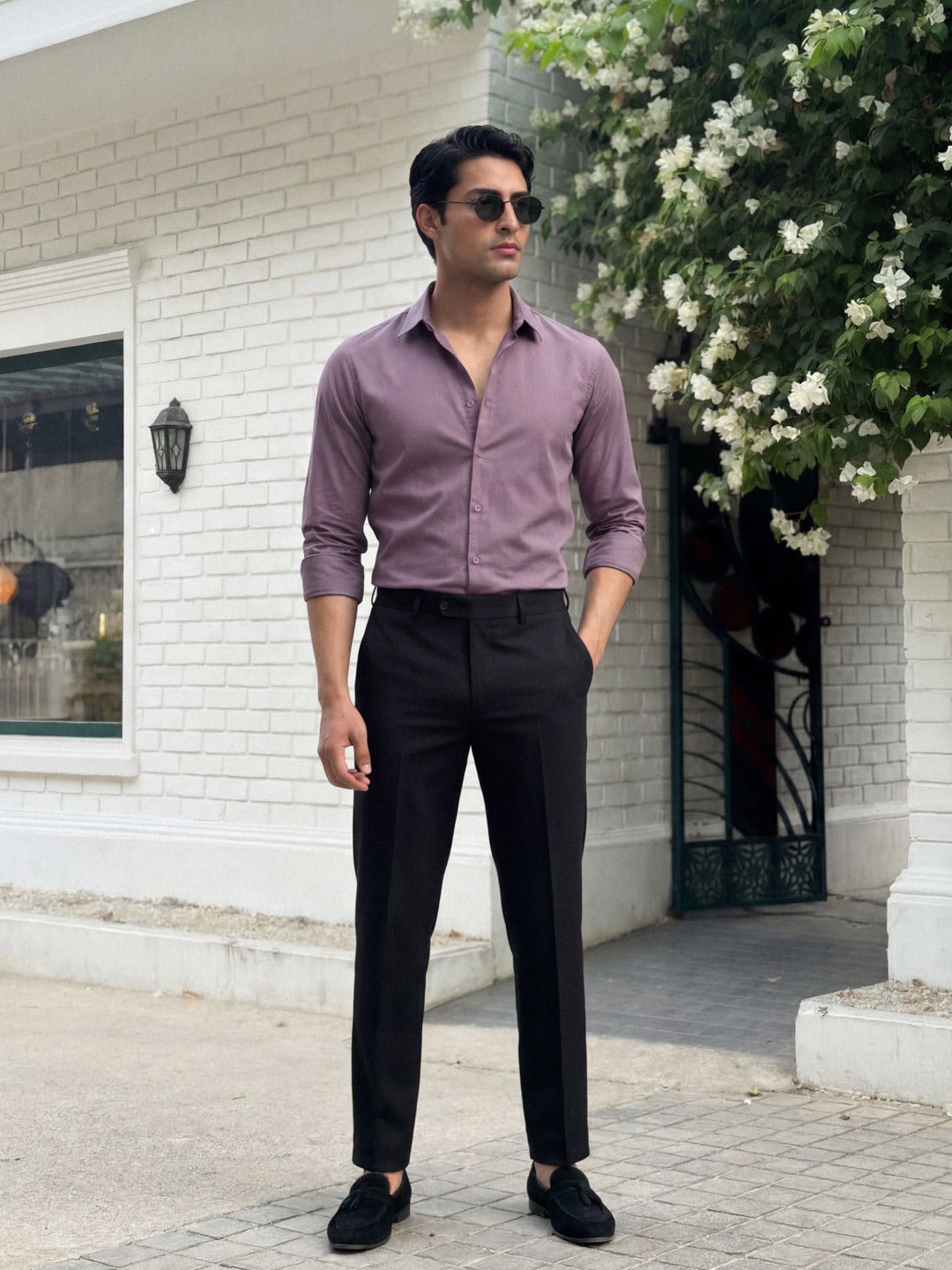 Classic Plum Cotton Satin Shirt