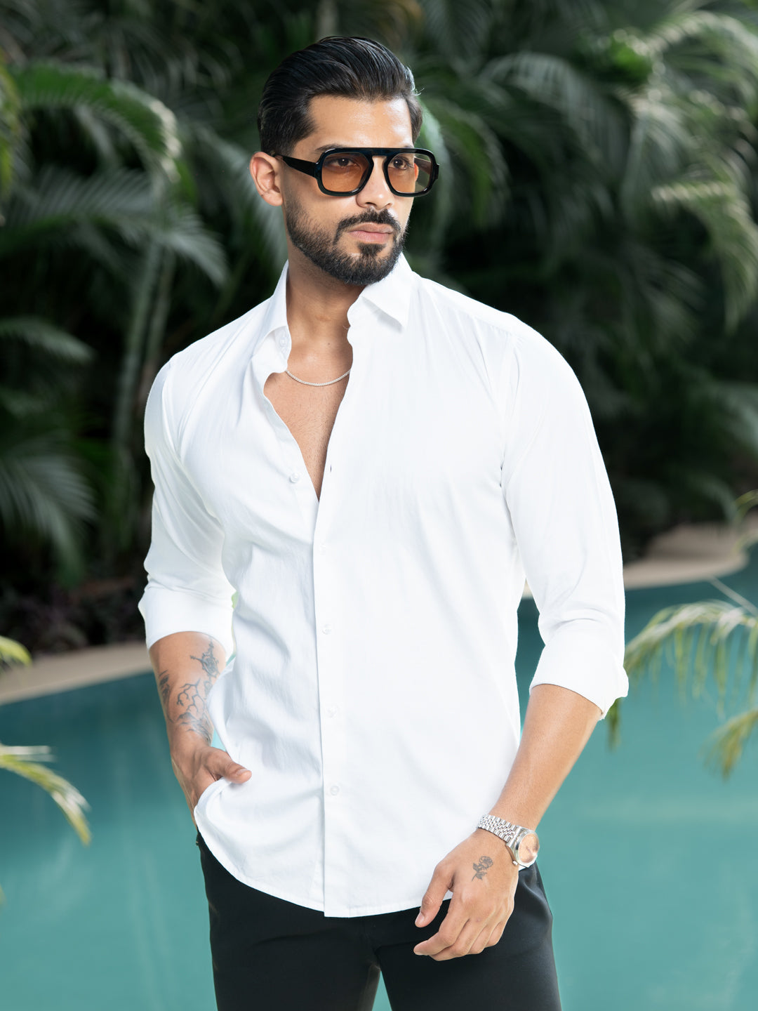 White Regular Solid Shirt