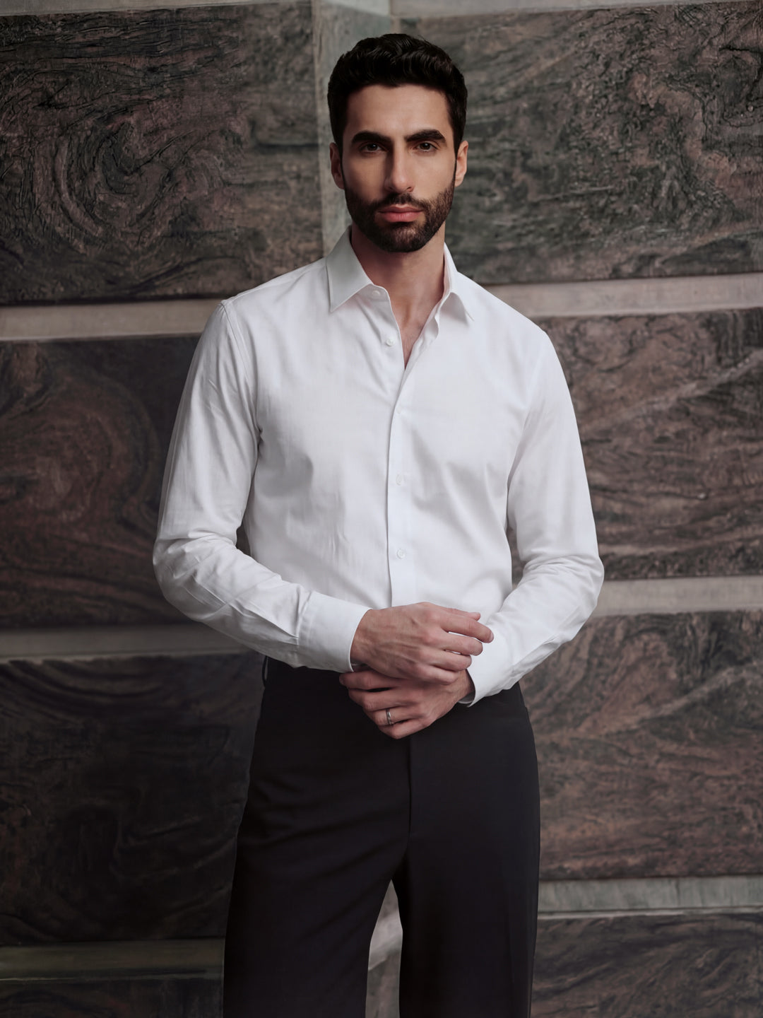 White Regular Solid Shirt