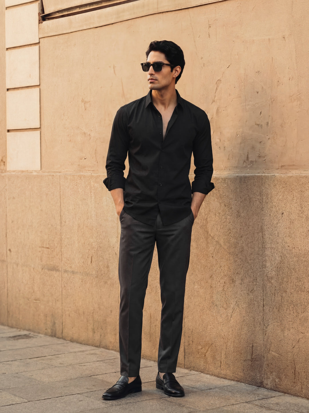 Black Regular Solid Shirt