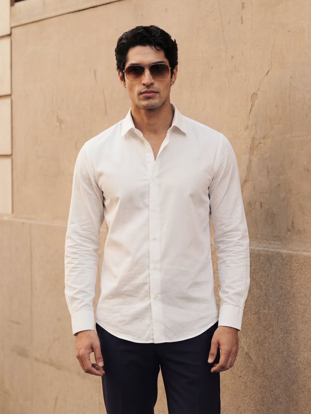 White Regular Solid Shirt