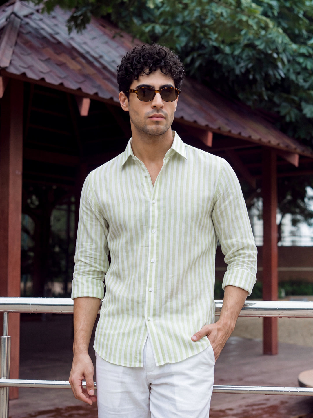 Sage Linen Stripe