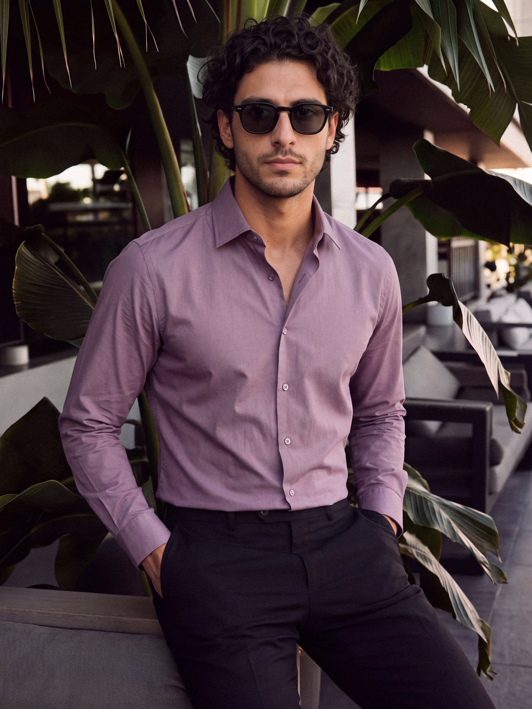 Classic Plum Cotton Satin Shirt