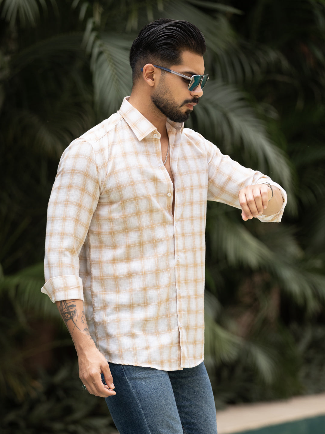 Yellow Minimal Check Shirt