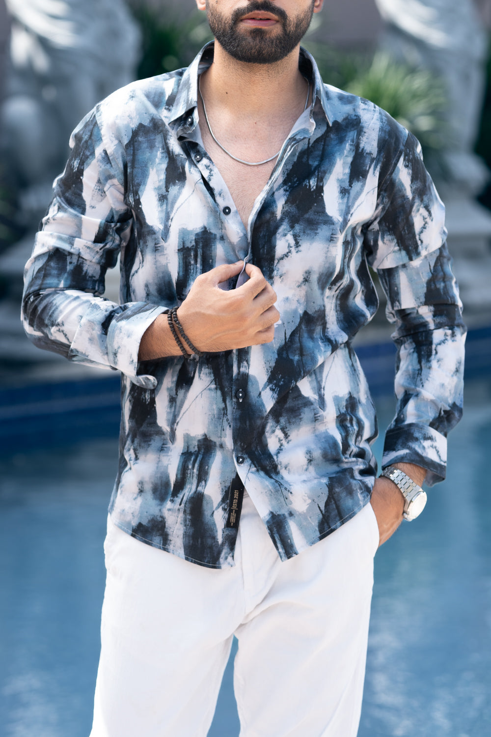 Serene Blue Abstract Shirt