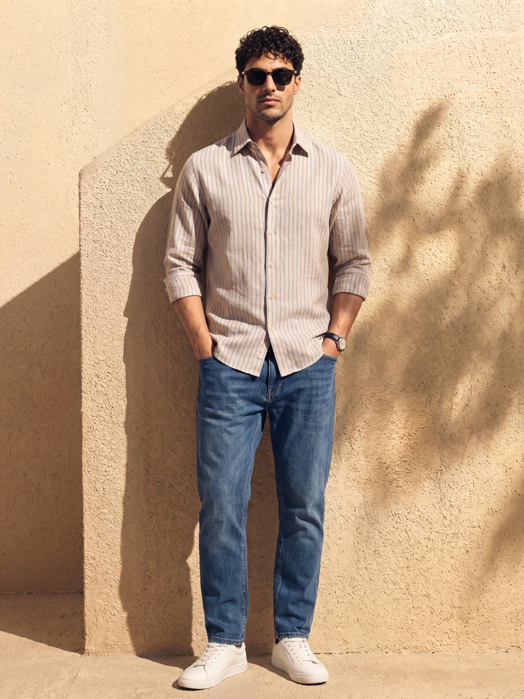 Peach Linen Stripe