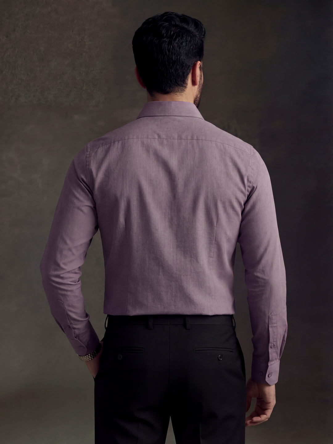 Classic Plum Cotton Satin Shirt