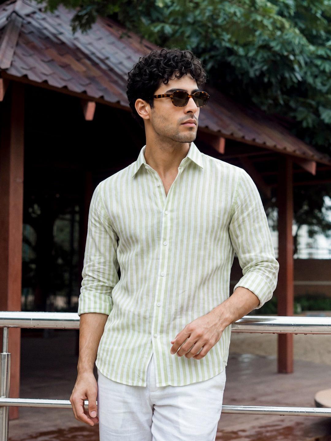 Sage Linen Stripe