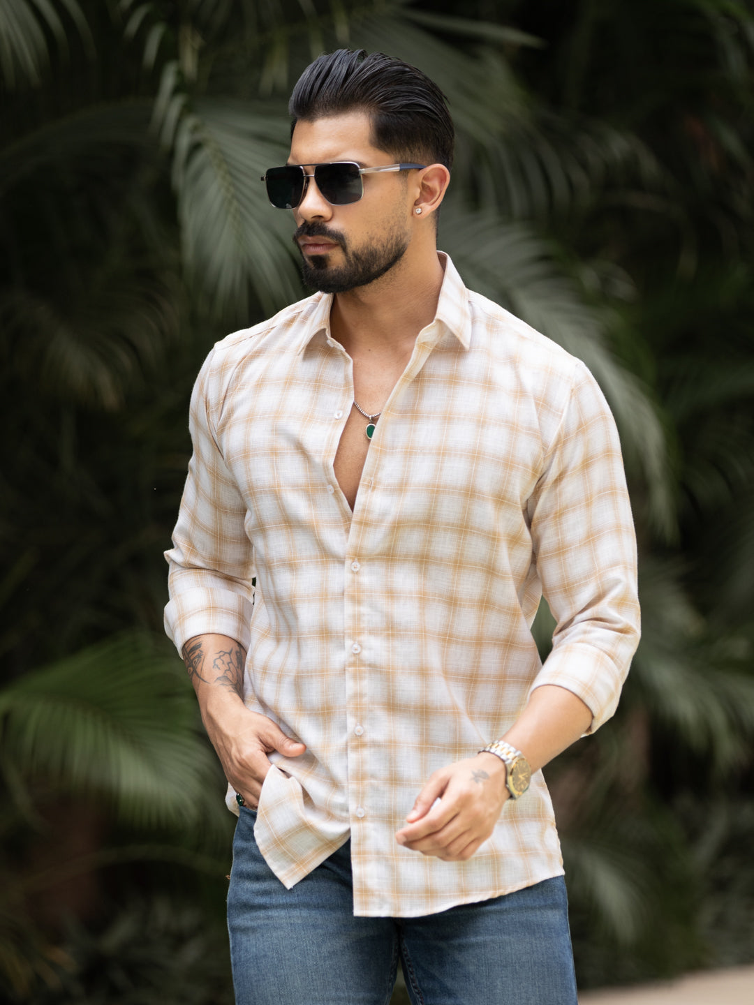 Yellow Minimal Check Shirt