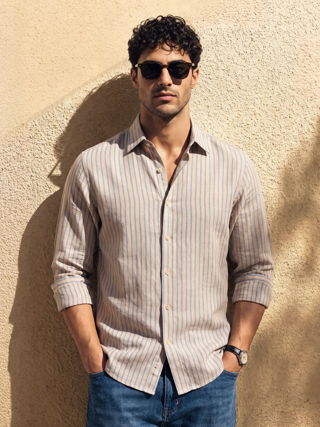 Peach Linen Stripe