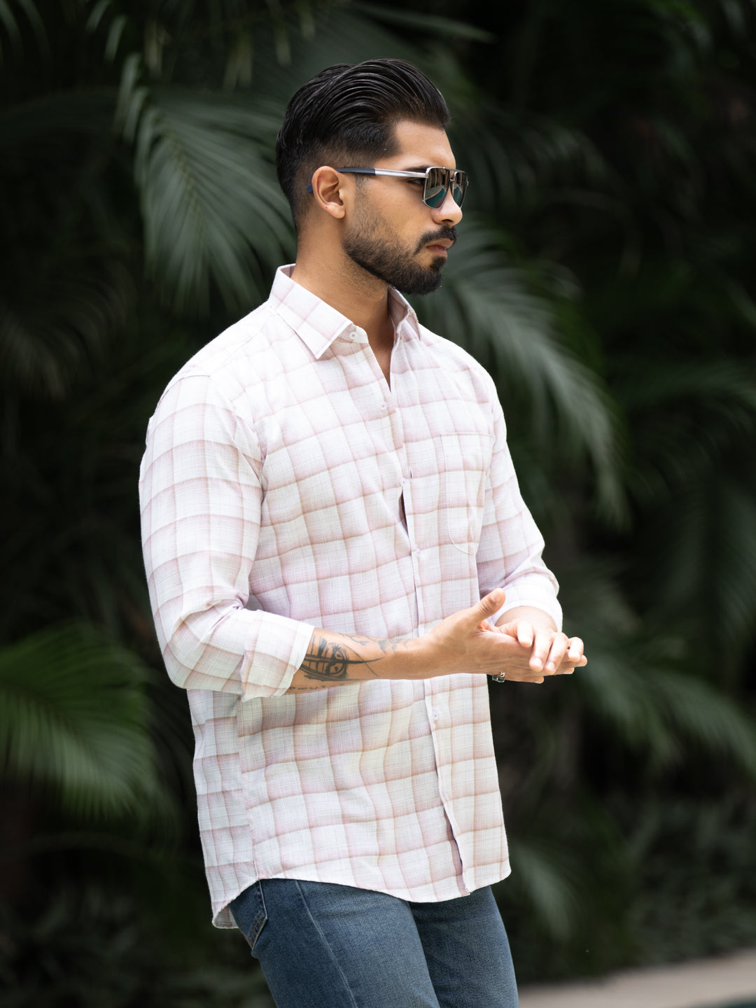 Pink Minimal Check Shirt