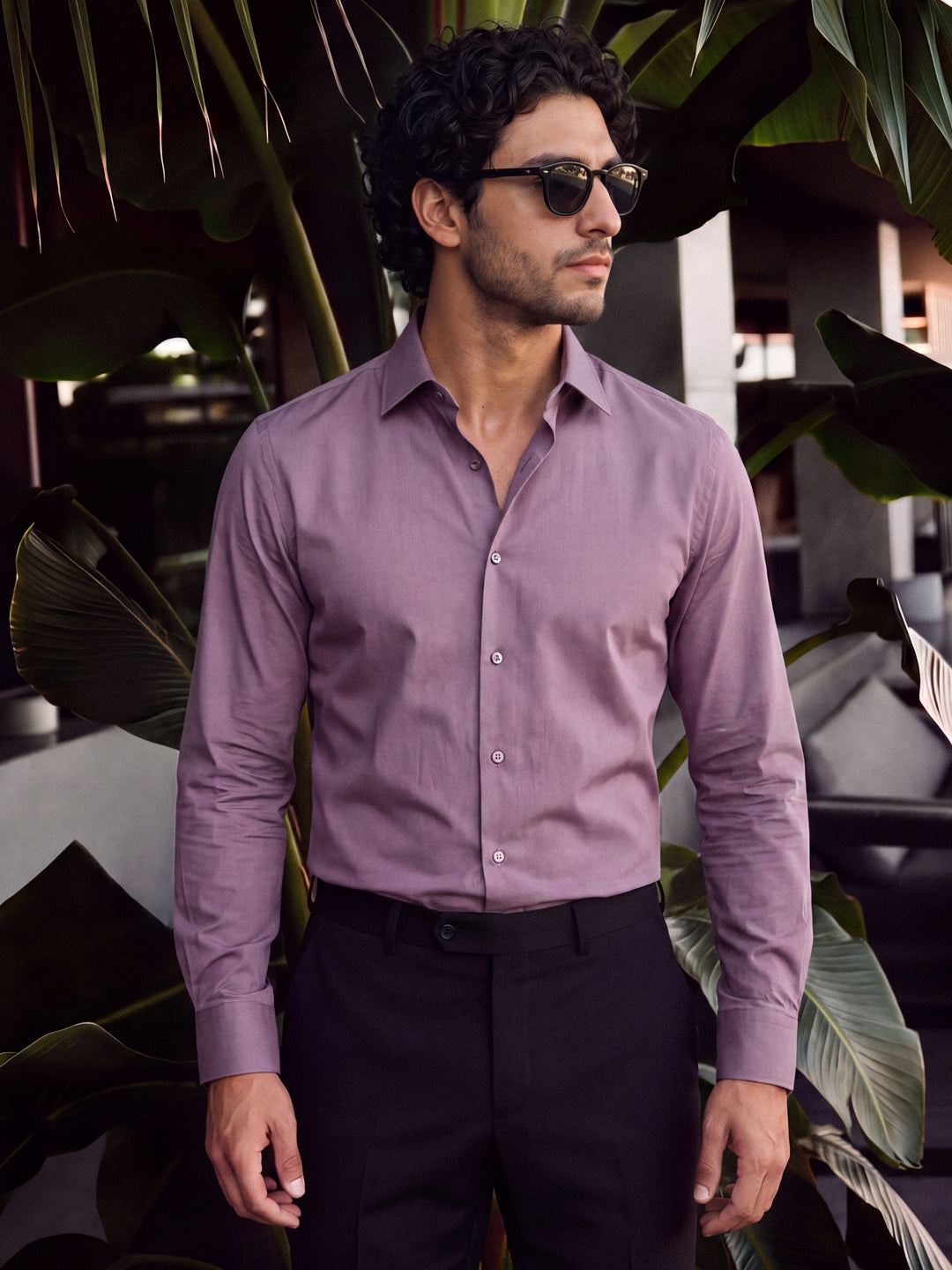Classic Plum Cotton Satin Shirt