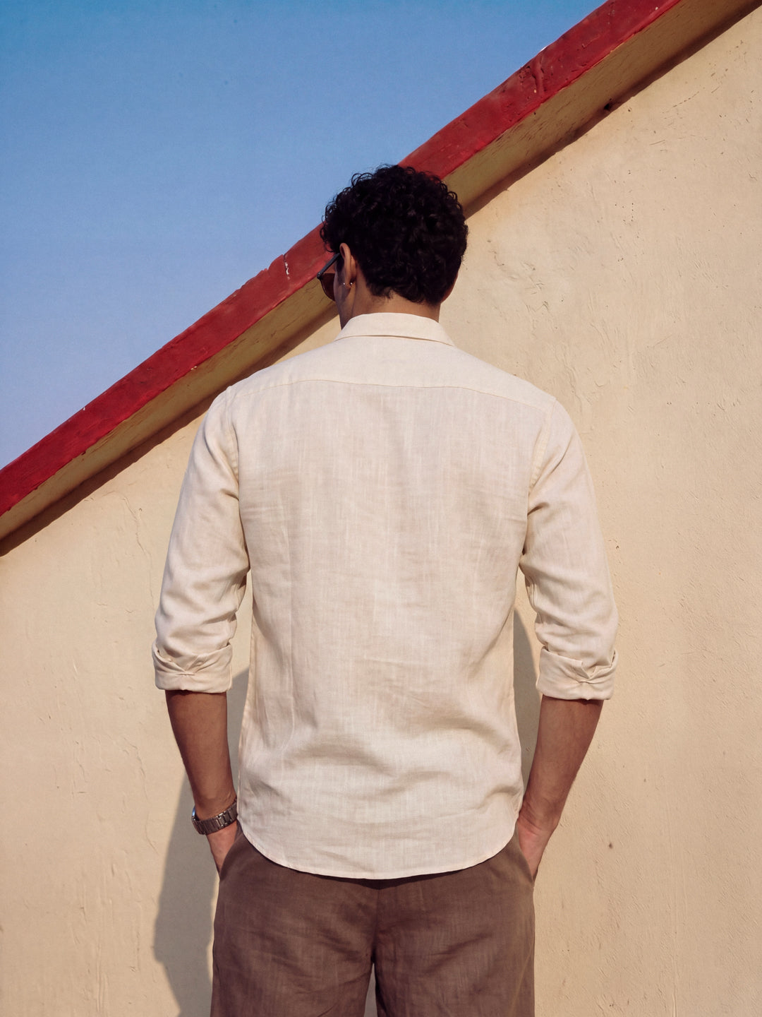 Cream Casual Linen Shirt