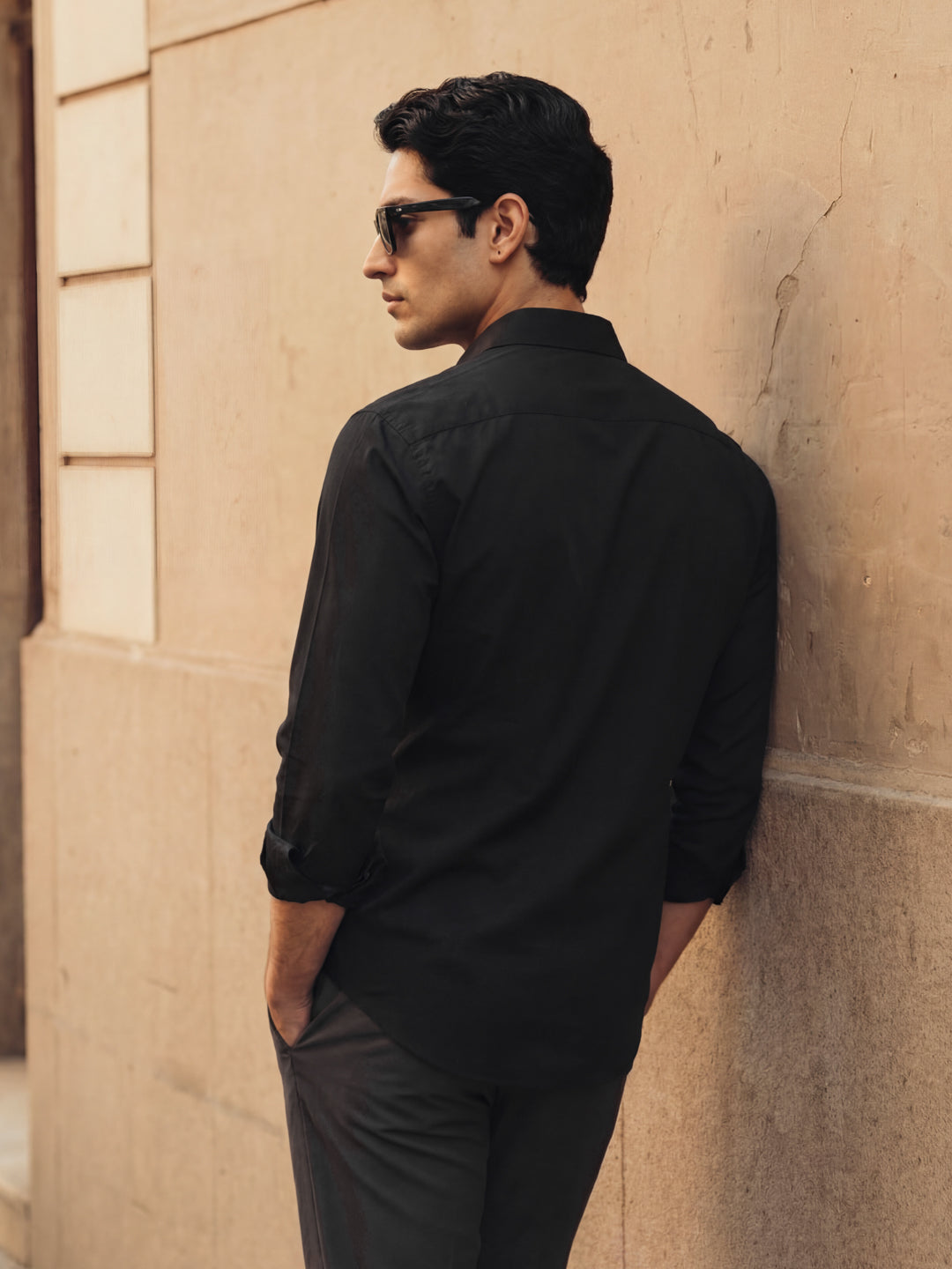 Black Regular Solid Shirt