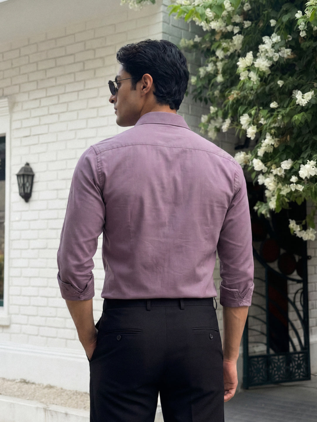Classic Plum Cotton Satin Shirt