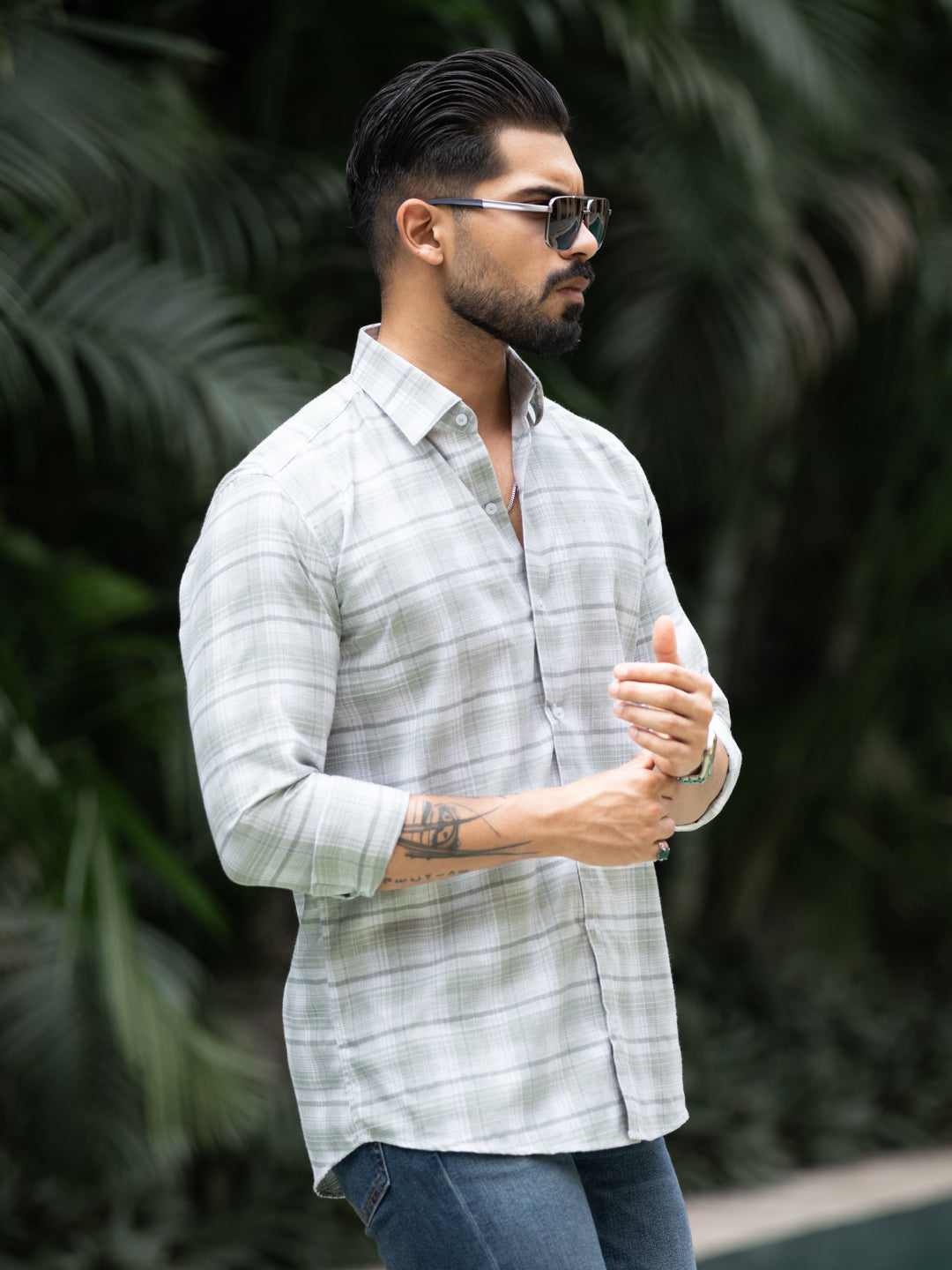 Green Minimal Check Shirt