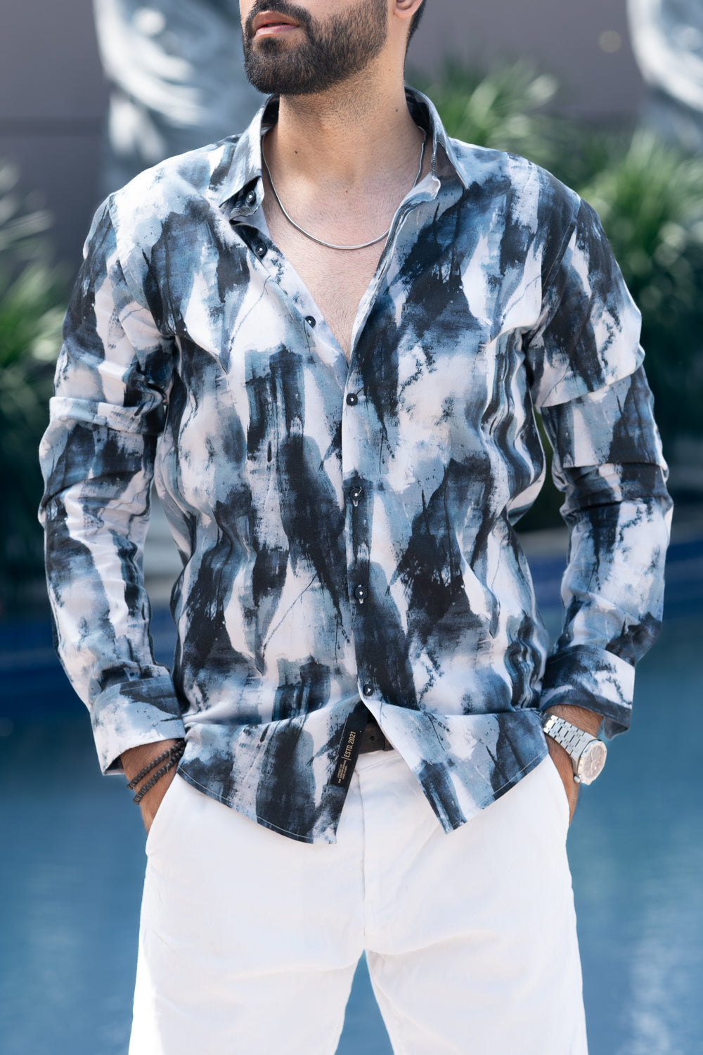 Serene Blue Abstract Shirt