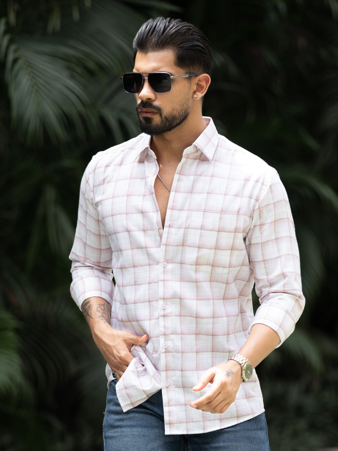 Pink Minimal Check Shirt
