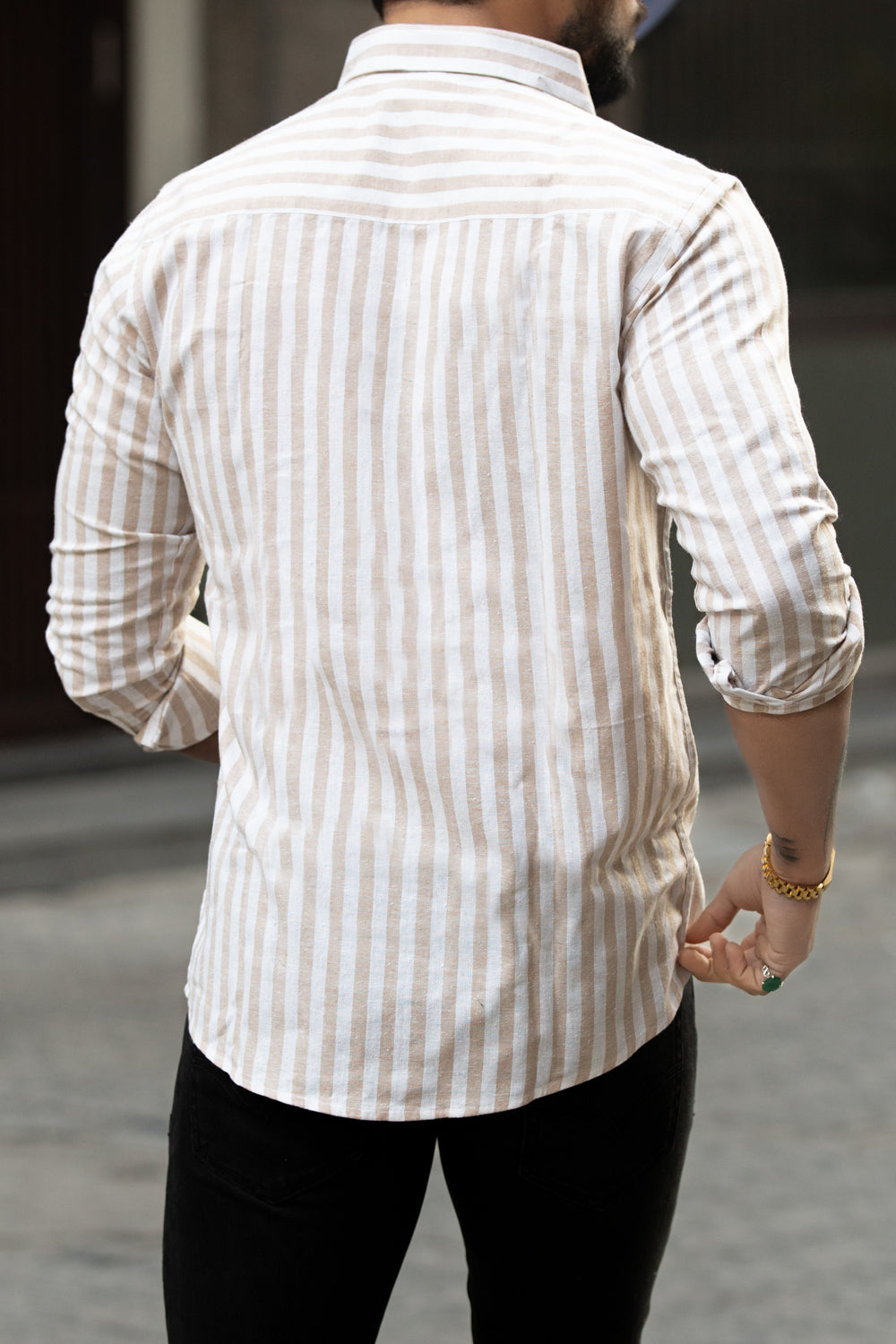Caramel Cotton Striped Shirt