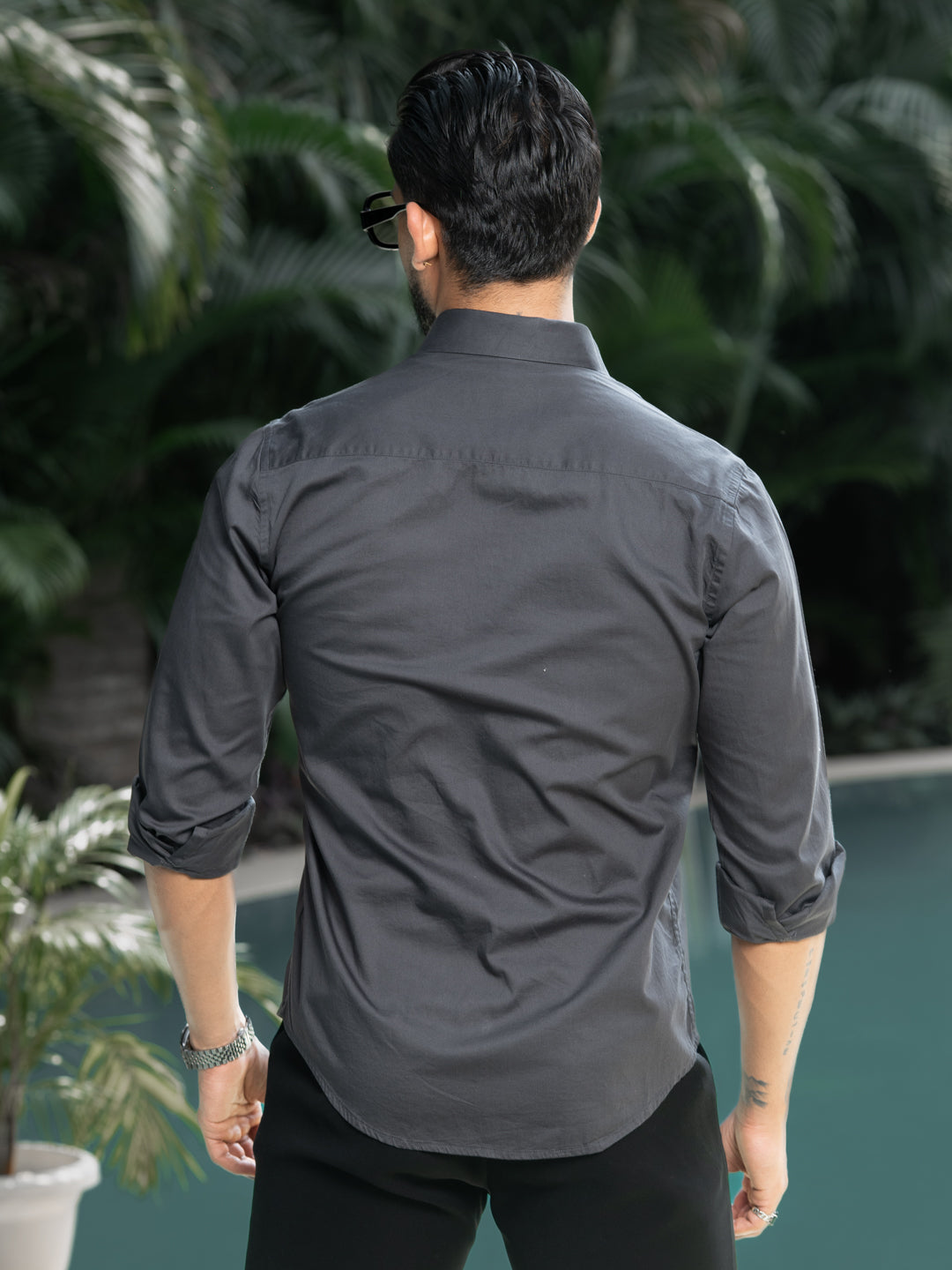 Grey Regular Solid Shirt