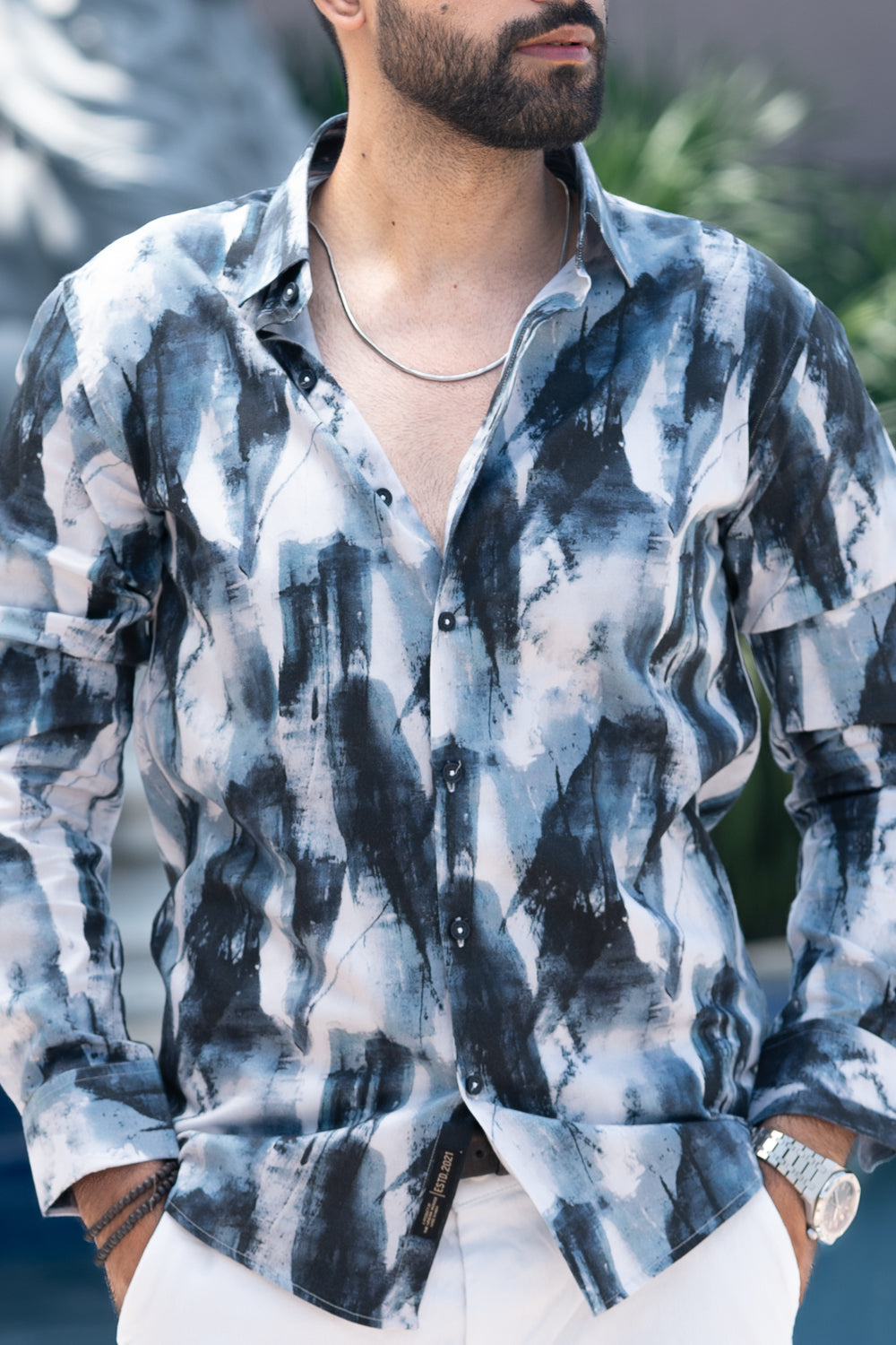 Serene Blue Abstract Shirt