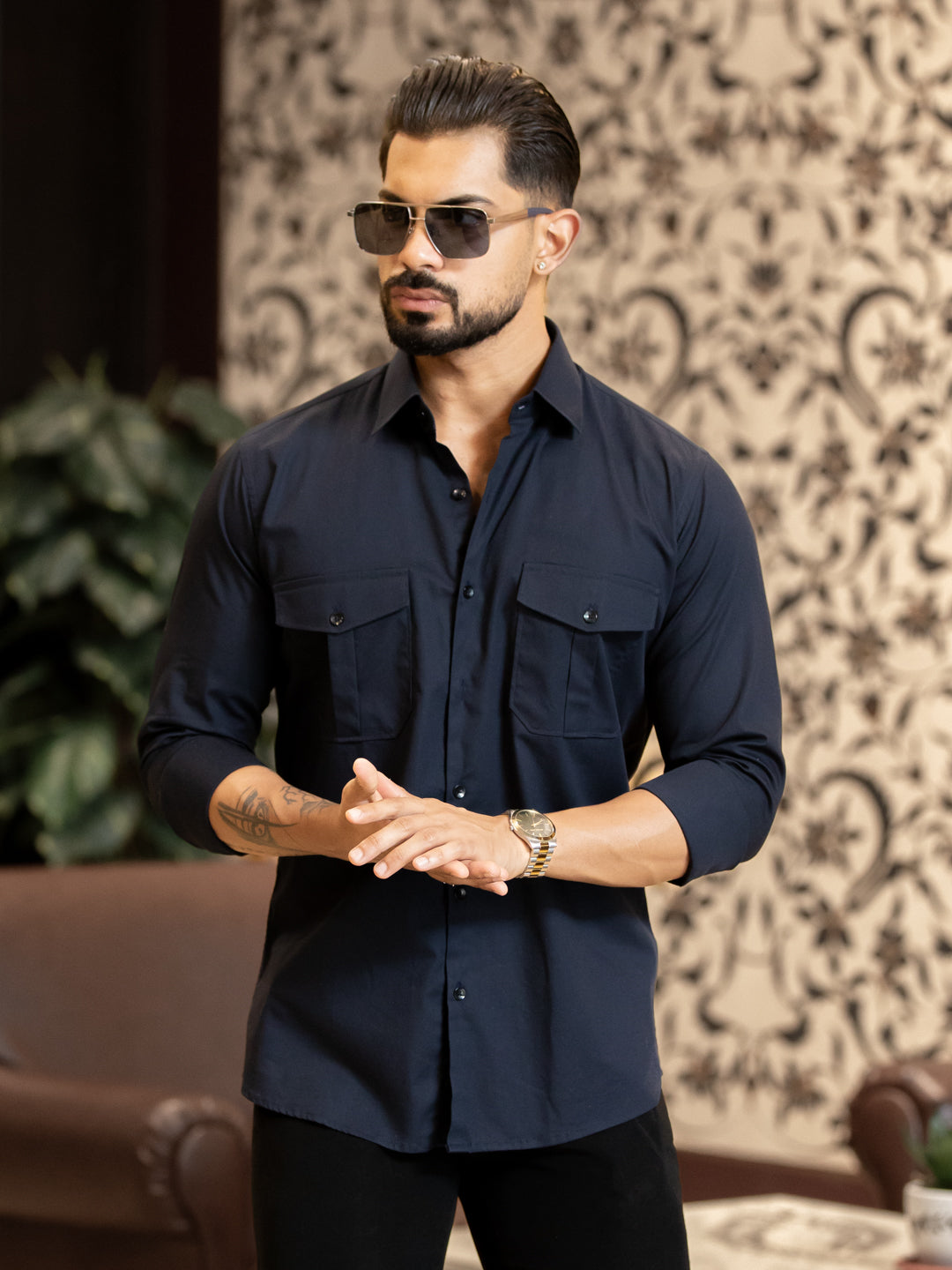 Navy Double Pocket