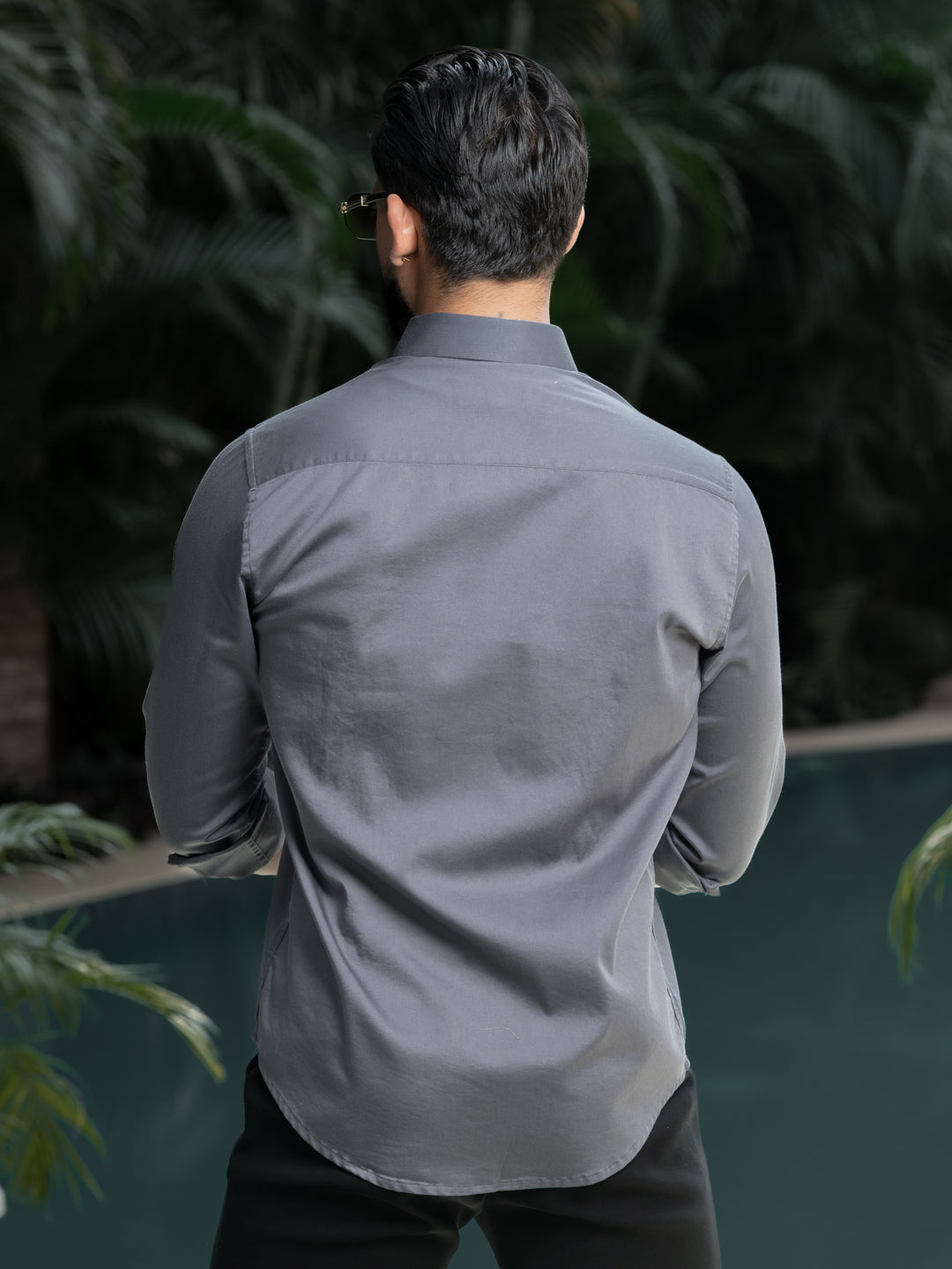 Grey Cotton Stretchable Shirt