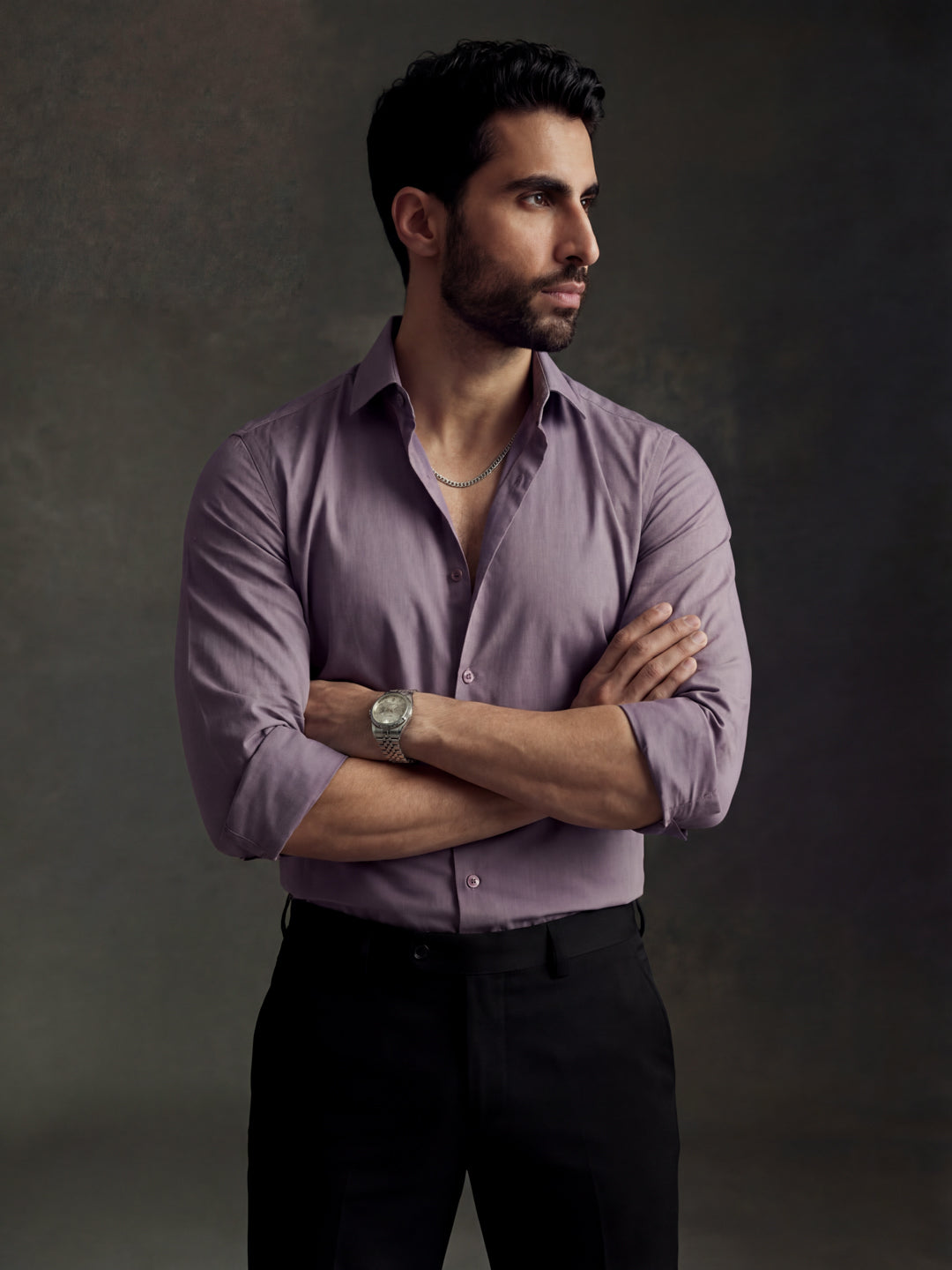 Classic Plum Cotton Satin Shirt