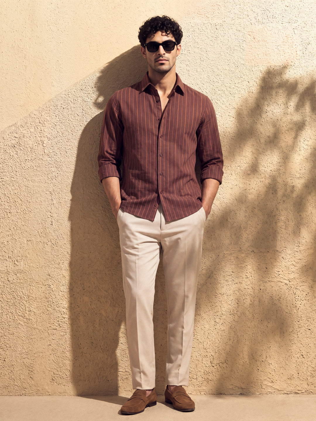 Maroon Linen Striped