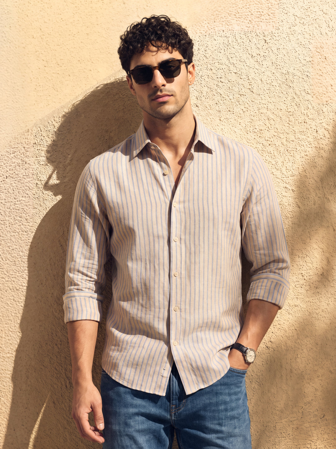 Peach Linen Stripe