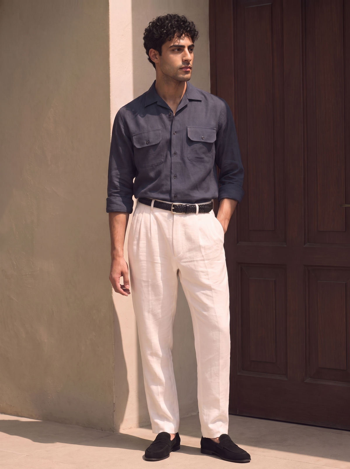 Grey Linen Utility Shirt