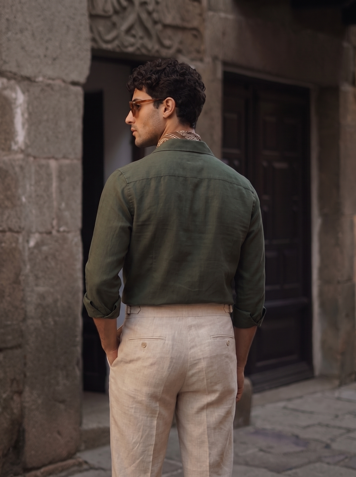 Green Linen Utility Shirt