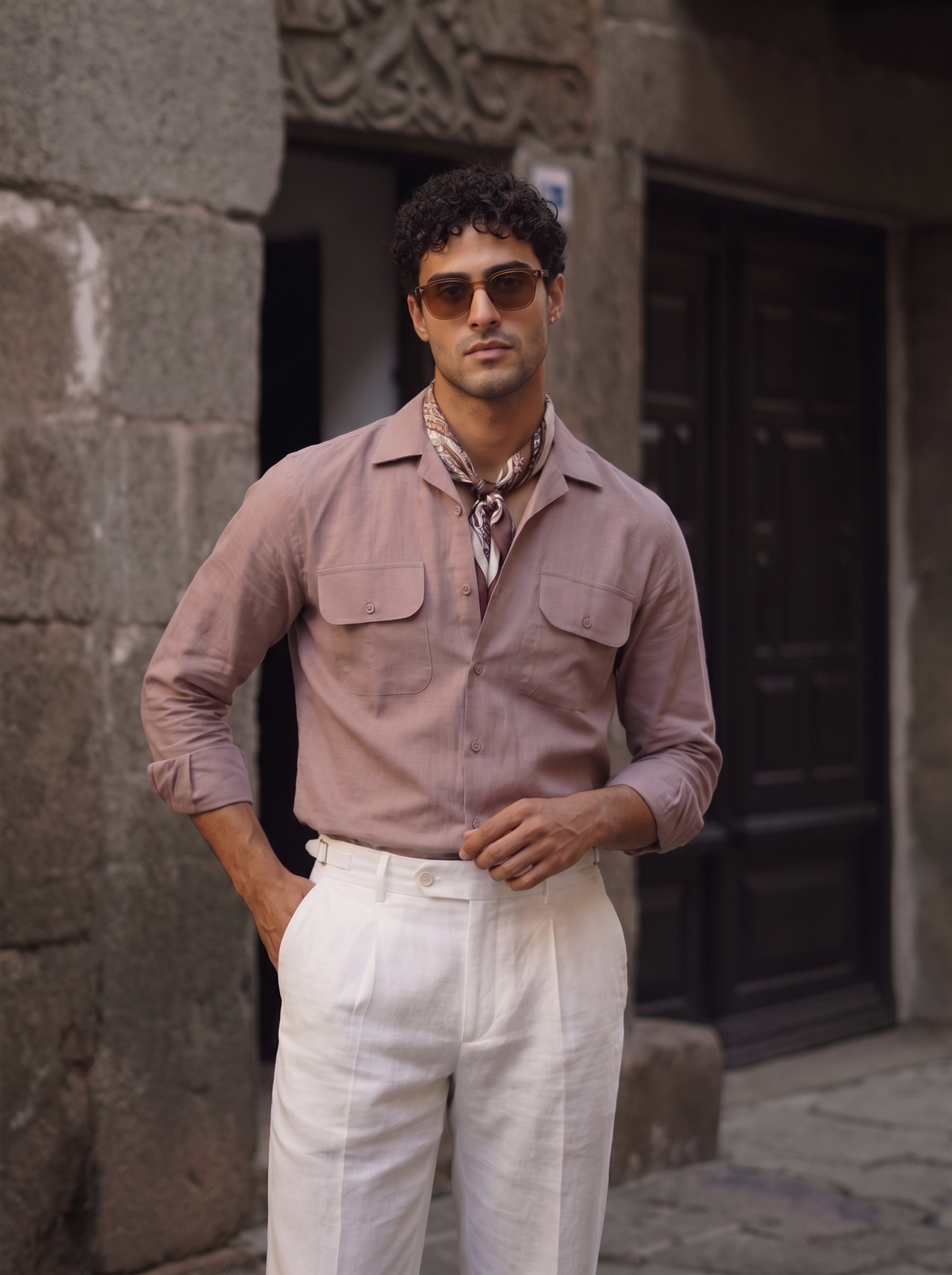 Brown Linen Utility Shirt