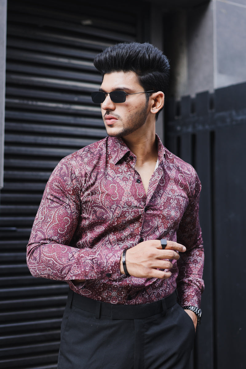 Plum Abstract Printed Shirt - Limited Edition
